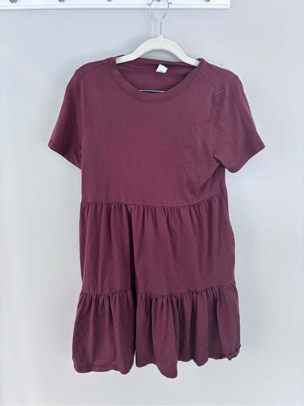 Old Navy Girls Short Sleeve Tiered Dress - Maroon